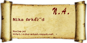Nika Arkád névjegykártya